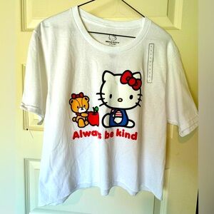 Bioworld Hello Kitty Sanrio Short Sleeve Cotton Crop Tee “Always Be Kind” Large